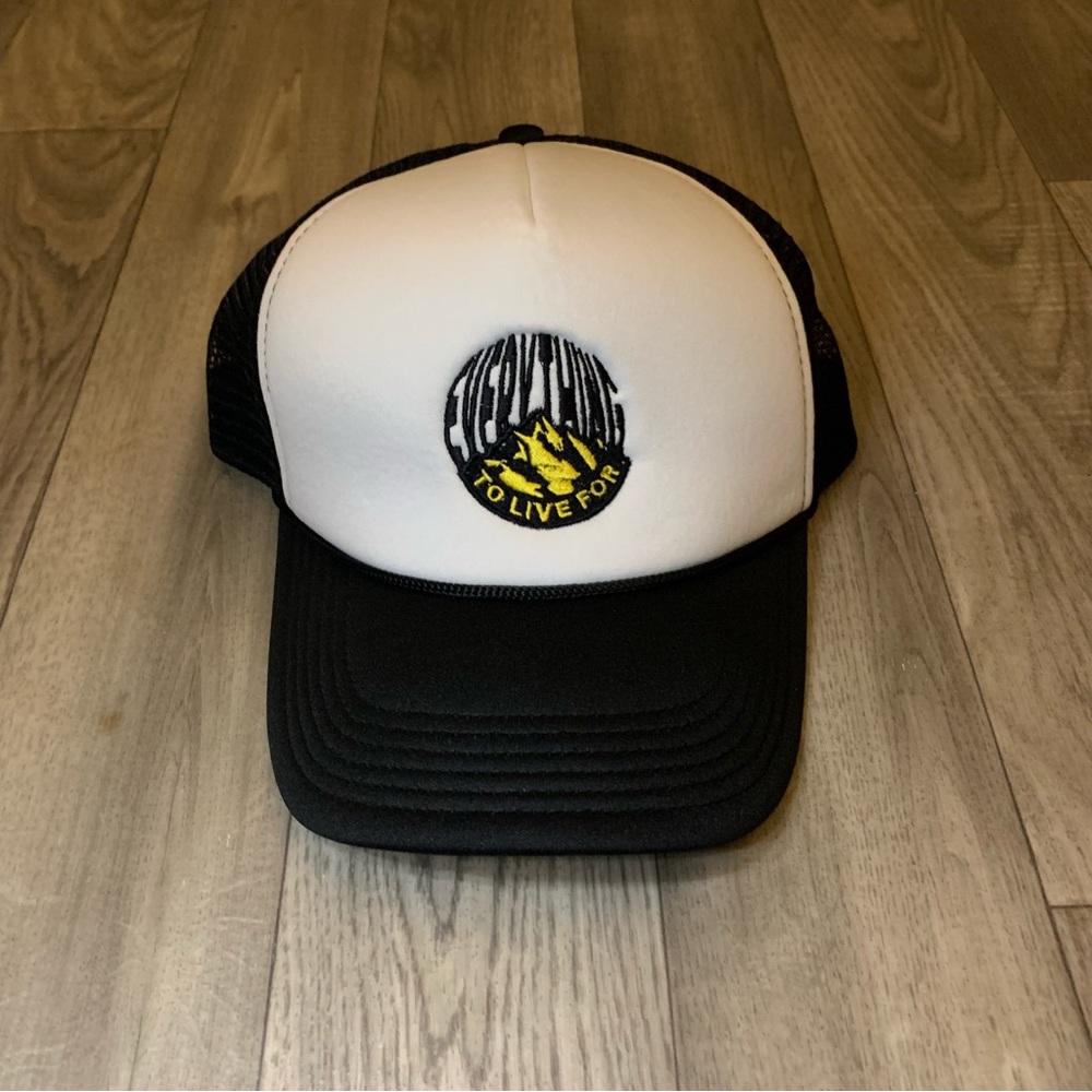 Vintage Trucker Hat Snapback Retro Everything To Live For Mountain Hiking Happy